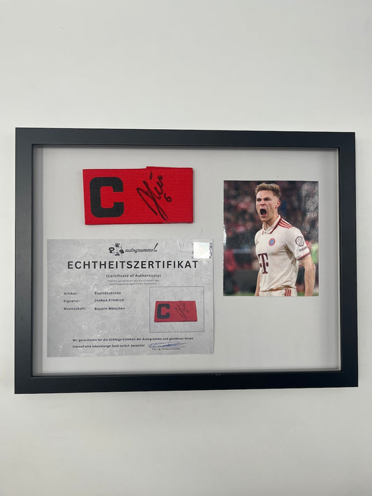Kapitänsbinde Joshua Kimmich signiert im Rahmen Bayern München Autogramm COA