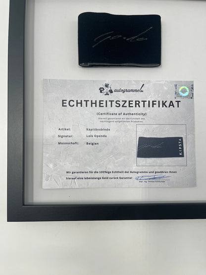Captain's armband signed by Lois Openda in a frame Belgium Autograph COA