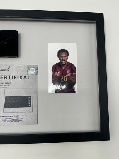 Captain's armband signed by Lois Openda in a frame Belgium Autograph COA