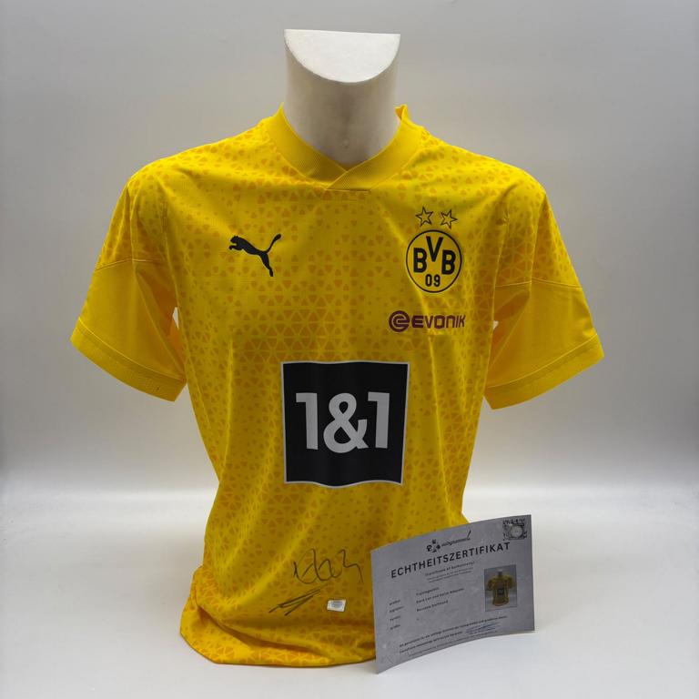 Borussia Dortmund Trainingsshirt Emre Can und Karim Adeyemi signiert Puma COA  Autogramm L