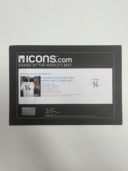 Real Madrid jersey signed by Casemiro, autographed Adidas COA M