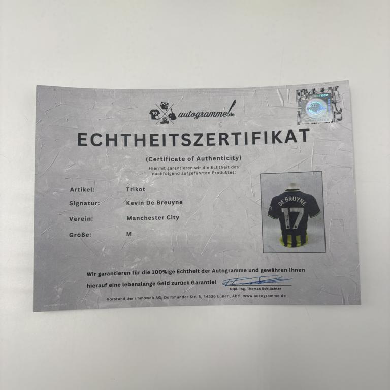 Manchester City Trikot Kevin De Breuyne signiert Autogramm Puma COA neu M