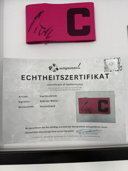 Kapitänsbinde Andreas Möller signiert im Rahmen DFB Autogramm COA