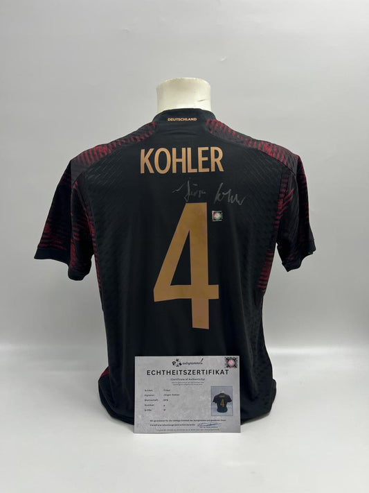 DFB Trikot Jürgen Kohler signiert Adidas COA Deutschland Autogramm M