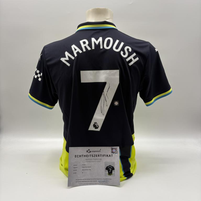 Manchester City Trikot Omar Marmoush signiert Autogramm Puma COA neu M