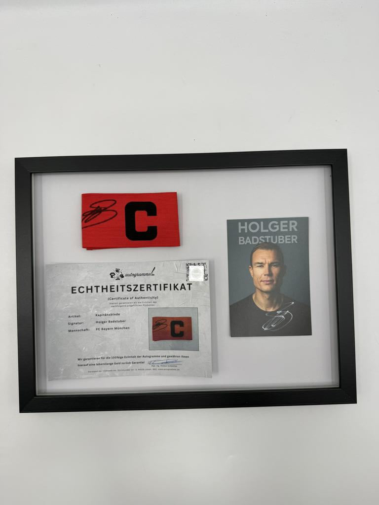 Kapitänsbinde Holger Badstuber signiert im Rahmen Bayern München Fußball COA