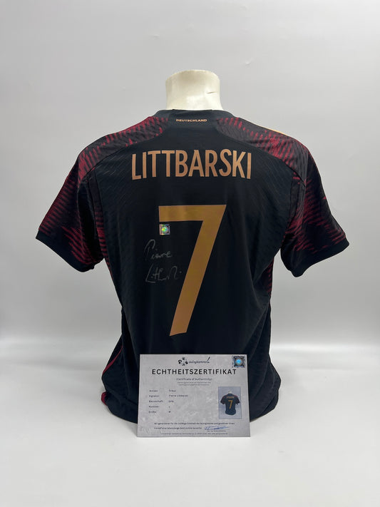 DFB Trikot Pierre Littbarski signiert Adidas COA Deutschland Autogramm M