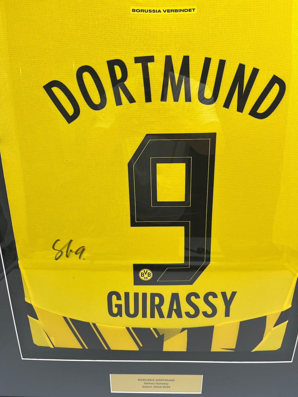 Borussia Dortmund jersey signed by Serhou Guirassy in a Puma frame, new BVB