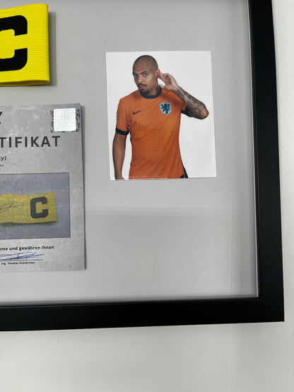 Captain's armband Donyell Malen signed in frame Netherlands Autograph COA
