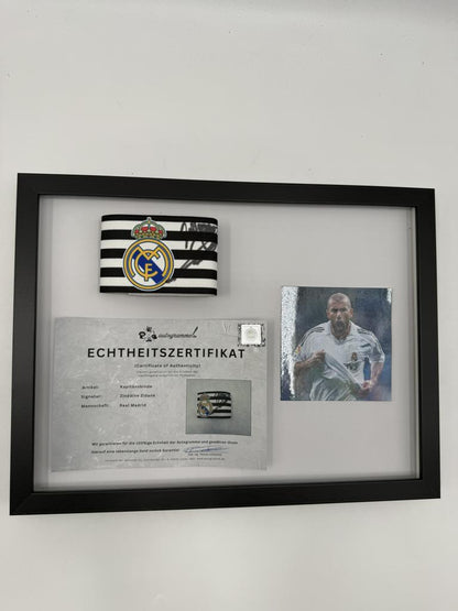 Kapitänsbinde Zinédine Zidane signiert im Rahmen Real Madrid COA Autogramm