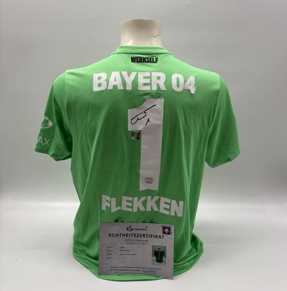 Bayer Leverkusen Authentic Trikot Mark Flekken signiert New Balance COA Autogramm L