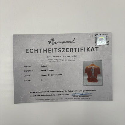 Bayer Leverkusen Authentic Trikot Mark Flekken signiert New Balance COA Autogramm L