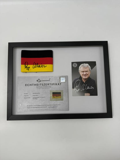 Kapitänsbinde Sepp Maier signiert im Rahmen Bayern München Fußball COA