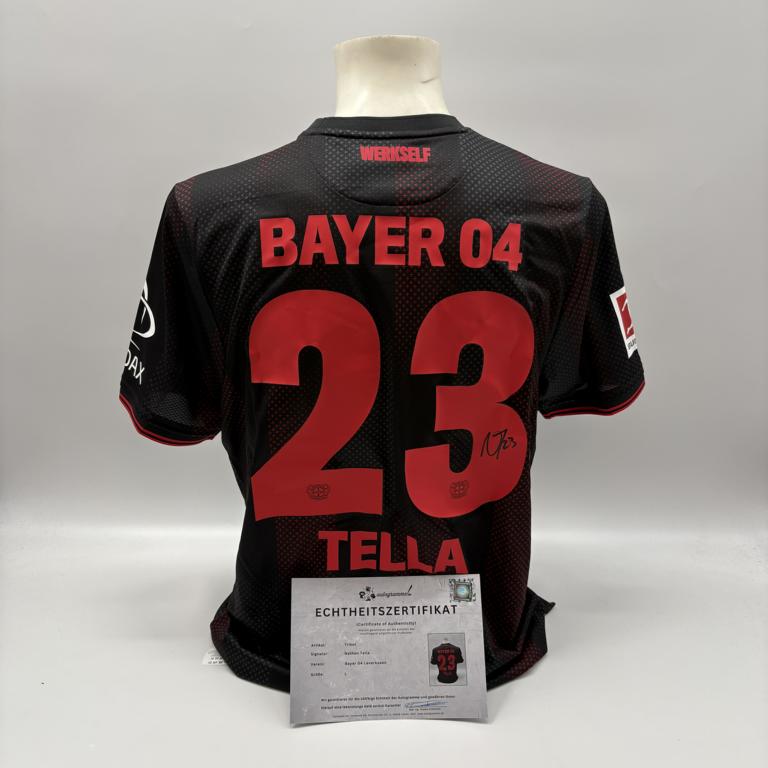 Bayer Leverkusen Trikot Nathan Tella  signiert New Balance COA Autogramm L