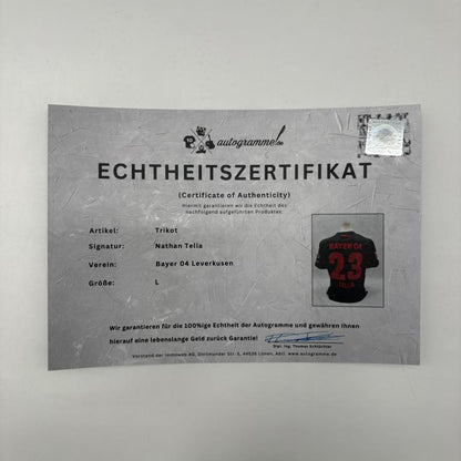 Bayer Leverkusen Trikot Nathan Tella  signiert New Balance COA Autogramm L