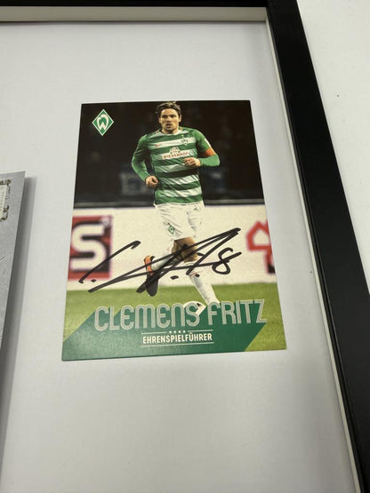 Kapitänsbinde Clemens Fritz signiert im Rahmen Werder Bremen COA Fußball