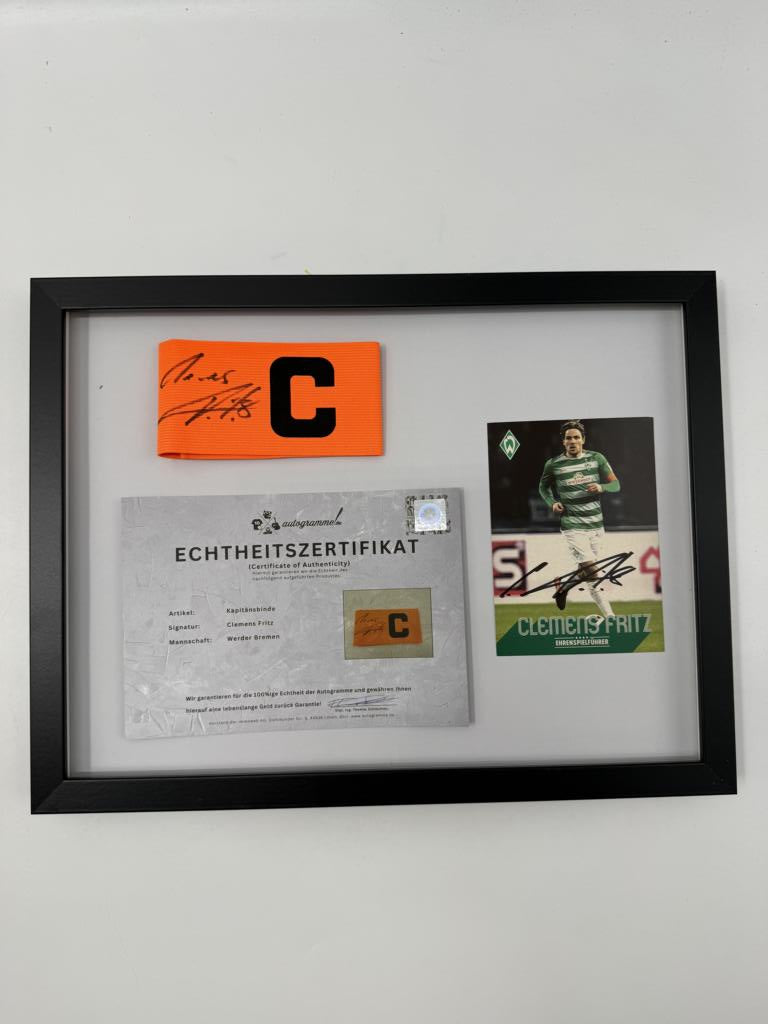 Kapitänsbinde Clemens Fritz signiert im Rahmen Werder Bremen COA Fußball
