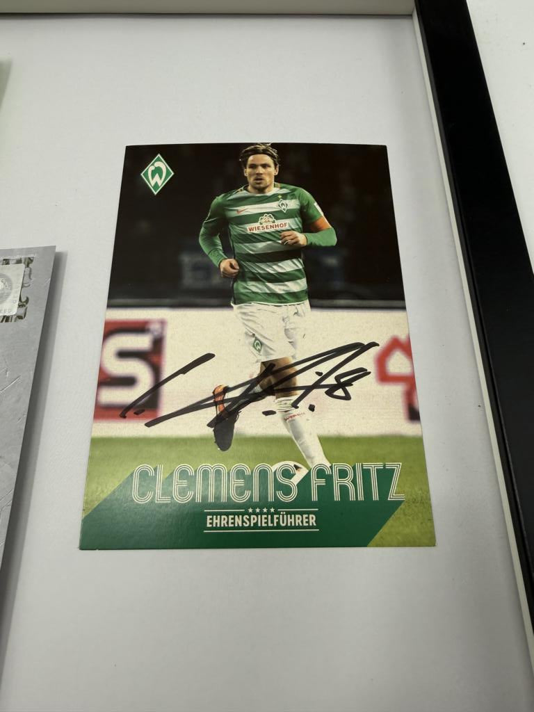Kapitänsbinde Clemens Fritz signiert im Rahmen Werder Bremen COA Fußball