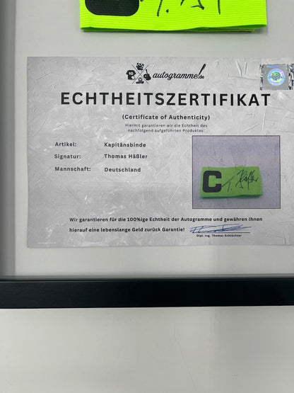 Captain's armband signed by Thomas Häßler as part of the DFB Football Autograph series