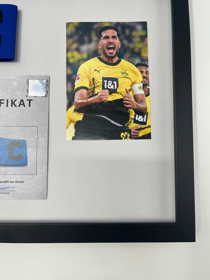 Captain's armband Emre Can signed in a new Borussia Dortmund autograph frame