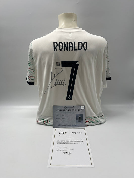 Portugal Trikot Cristiano Ronaldo signiert Autogramm COA Fußball XL