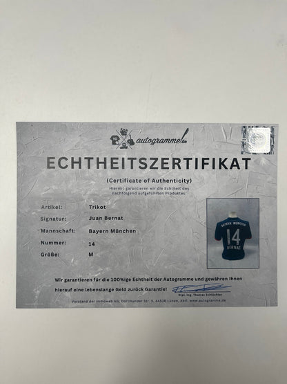 Bayern Munich jersey Juan Bernat signed autographs Adidas M
