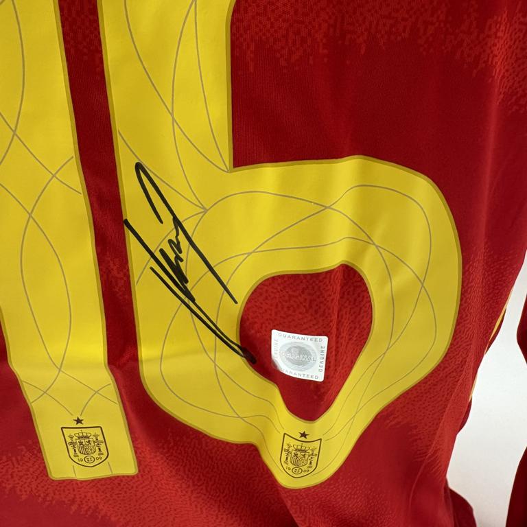 Spanien Trikot langarm Rodri signiert Adidas COA Autogramm M