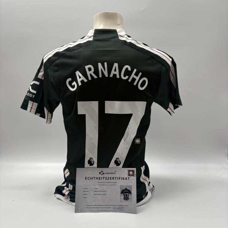 Manchester United Trikot Alejandro Garnacho signiert Autogramm Adidas COA S