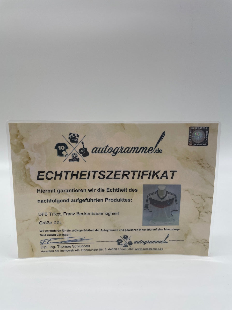 DFB jersey Franz Beckenbauer signed Adidas Coa Germany DFB Kaiser XXL