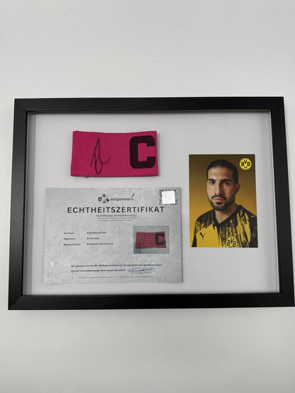 Kapitänsbinde Emre Can signiert im Rahmen Borussia Dortmund COA