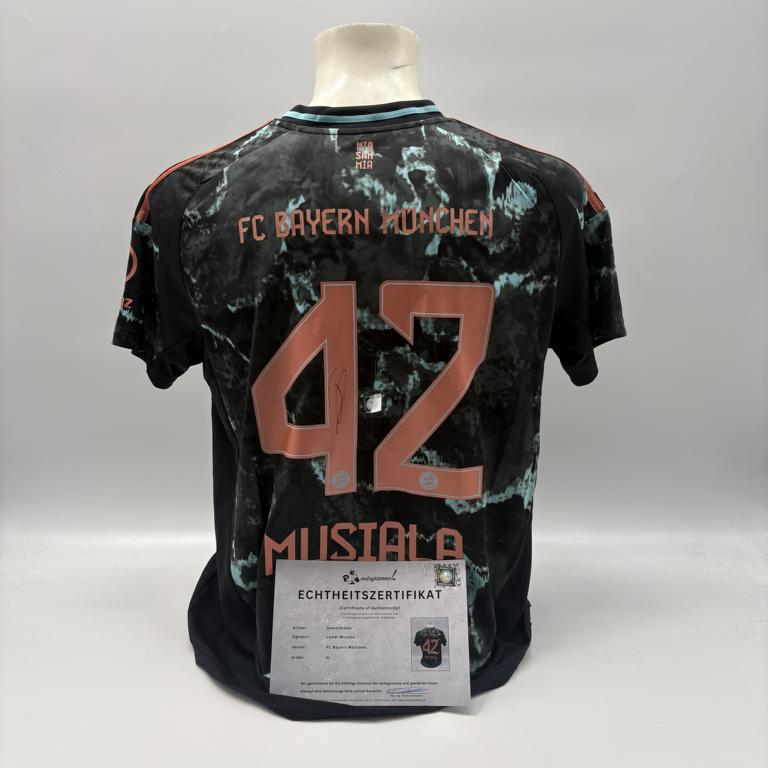 Bayern München Damentrikot Jamal Musiala signiert Autogramm Adidas COA XL