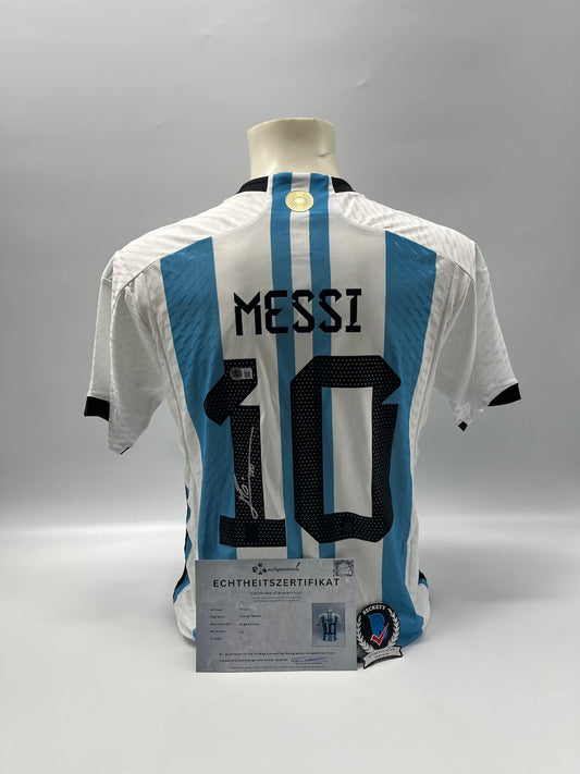 Argentinien Trikot Lionel Messi signiert Autogramm Adidas COA Neu L
