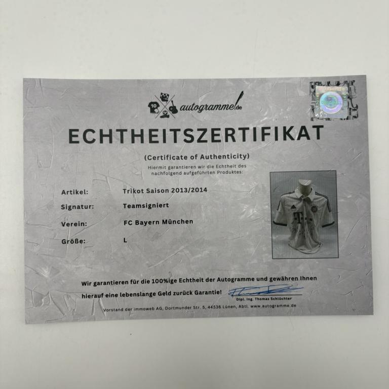 Bayern München Trikot 2013/2014 Teamsigniert Autogramm COA Adidas Fußball L