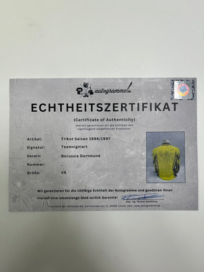 BVB Jersey 1996/1997 Team Signed Borussia Dortmund Nike XS