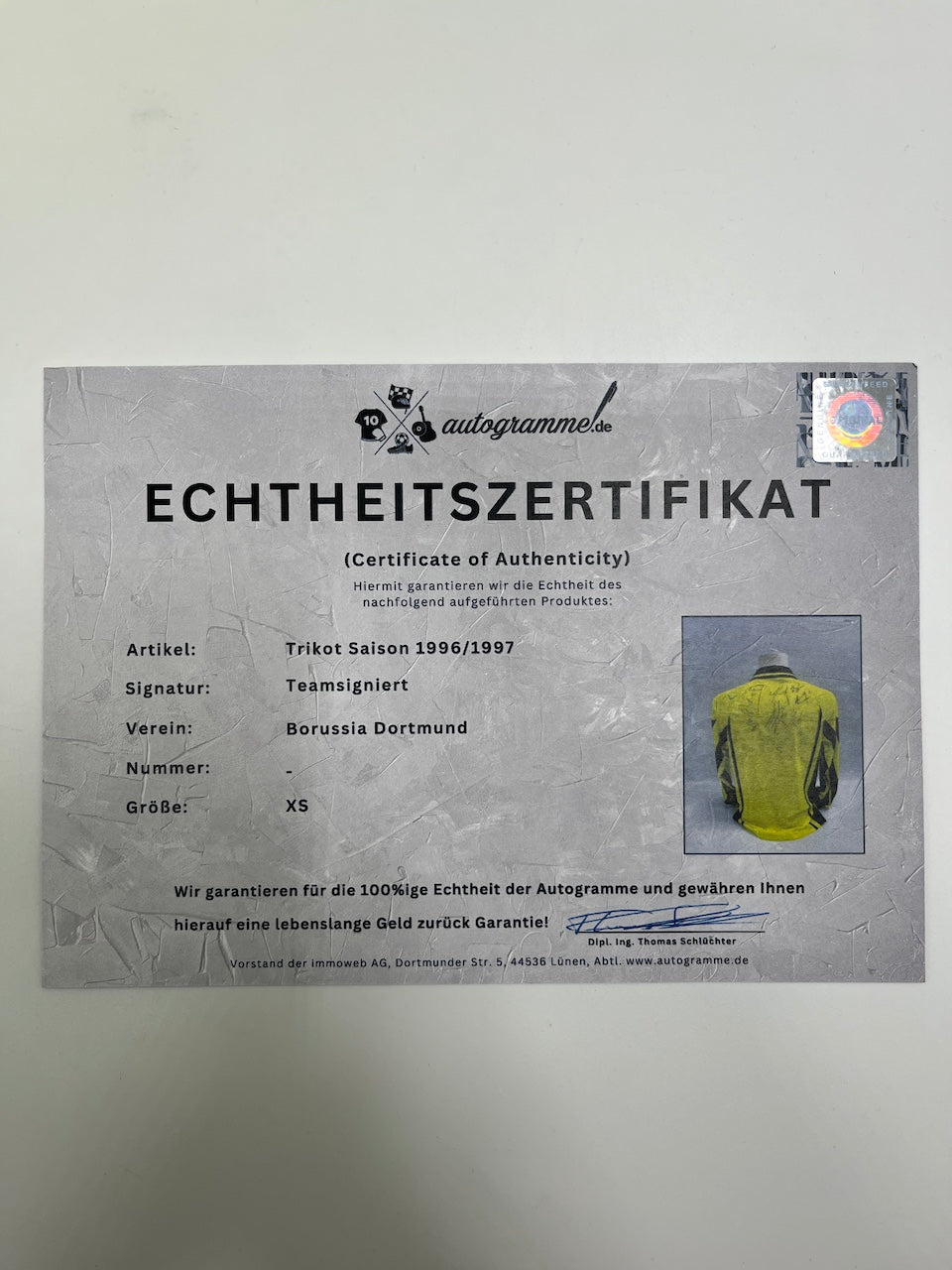 BVB Jersey 1996/1997 Team Signed Borussia Dortmund Nike XS