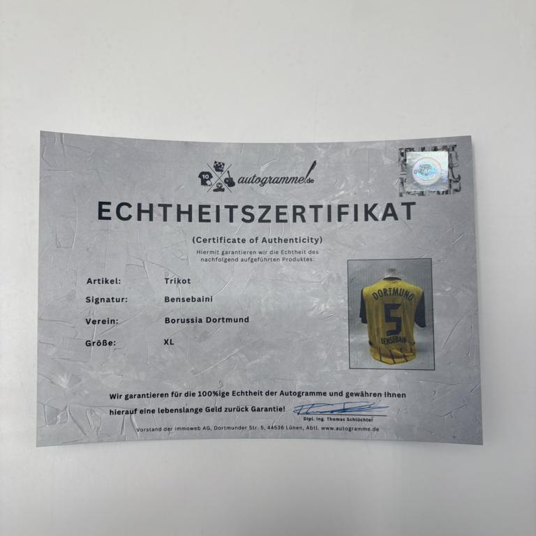 Borussia Dortmund Trikot Ramy Bensebaini signiert BVB neu Puma signiert XL