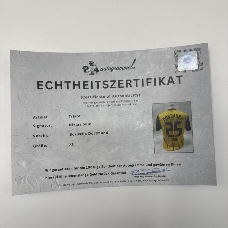 Borussia Dortmund Trikot Niklas Süle signiert BVB Autogramm Puma neu XL