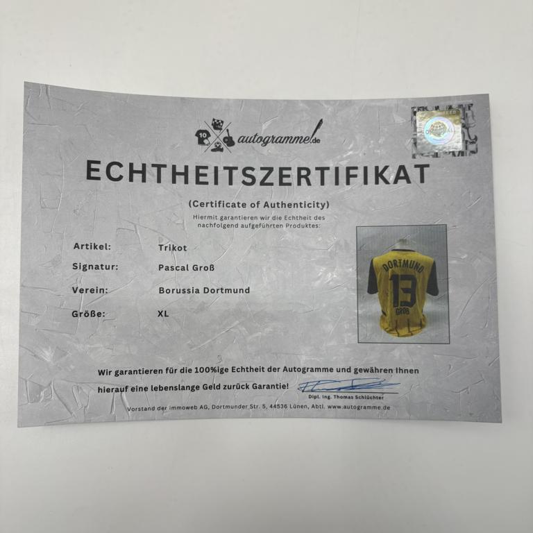 Borussia Dortmund Trikot Pascal Groß signiert Puma Autogramm XL