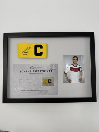 Kapitänsbinde Philipp Lahm signiert im Rahmen Deutschland Fußball Autogramm