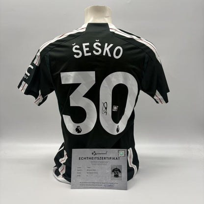 Manchester United Trikot Benjamin Sesko signiert Autogramm Adidas COA S