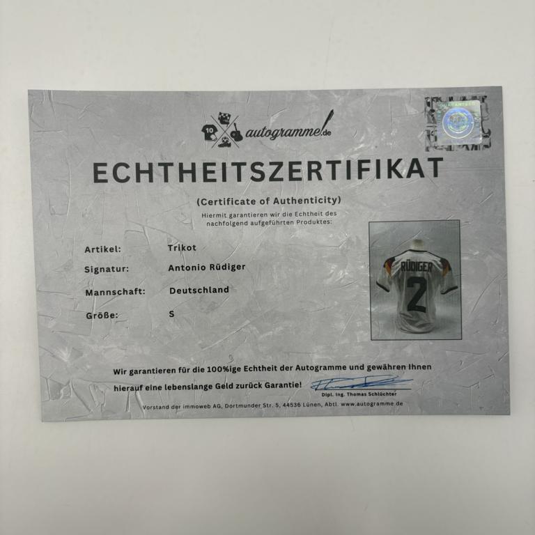 DFB Trikot WM 2026 Antonio Rüdiger signiert Autogramme Adidas COA neu S