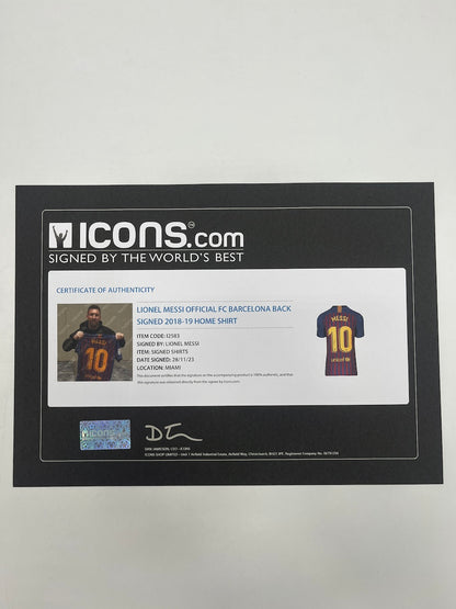 FC Barcelona jersey signed by Lionel Messi, autographed, Nike COA L