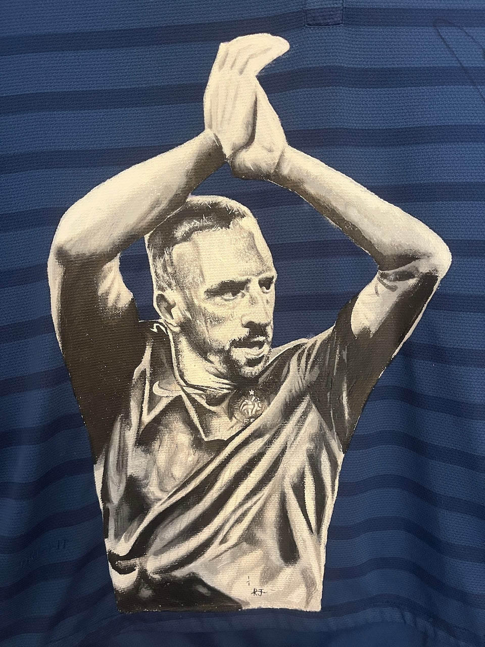France jersey portrait of Franck Ribery, hand-painted and signed, Nike XL
