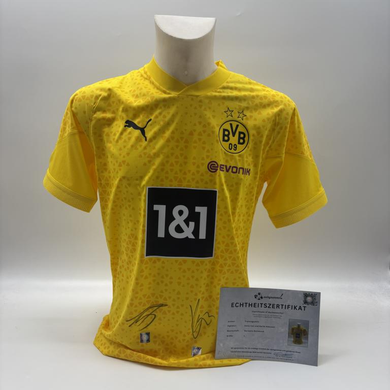 Borussia Dortmund Trainingsshirt Emre Can und Karim Adeyemi signiert Puma COA  Autogramm L
