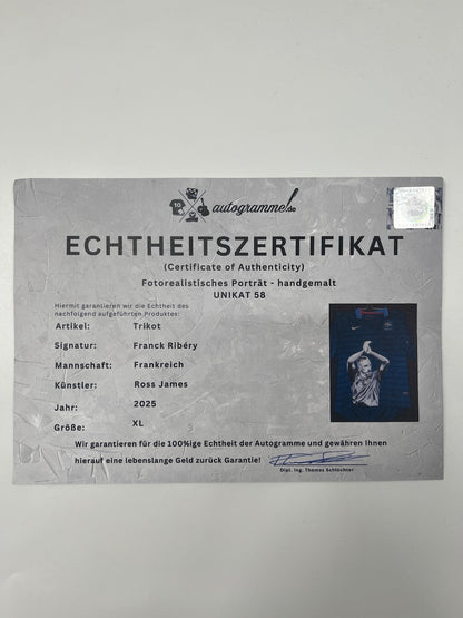 France jersey portrait of Franck Ribery, hand-painted and signed, Nike XL