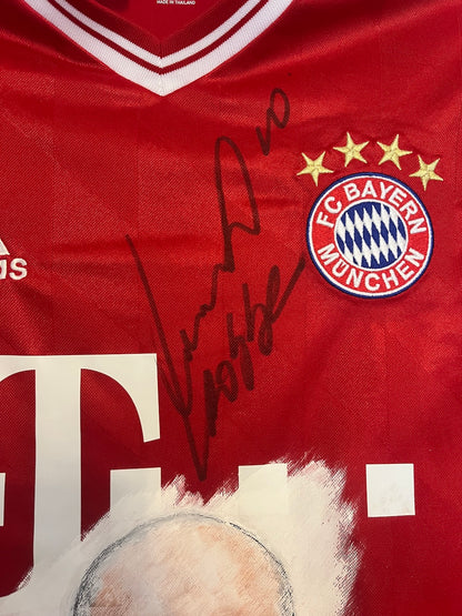 Bayern Munich jersey portrait of Arjen Robben, hand-painted and signed, 164