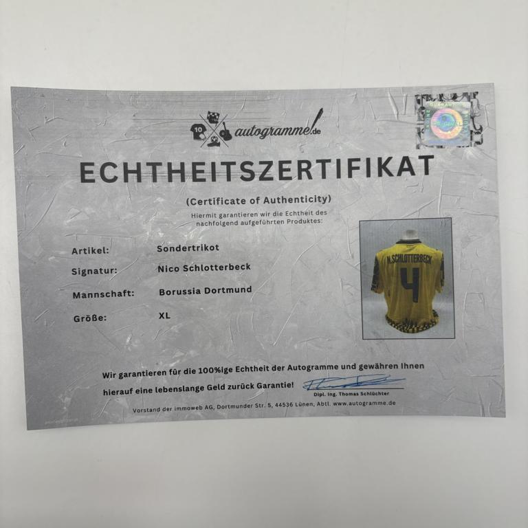 Borussia Dortmund Sondertrikot Nico Schlotterbeck signiert Autogramm Puma BVB XL