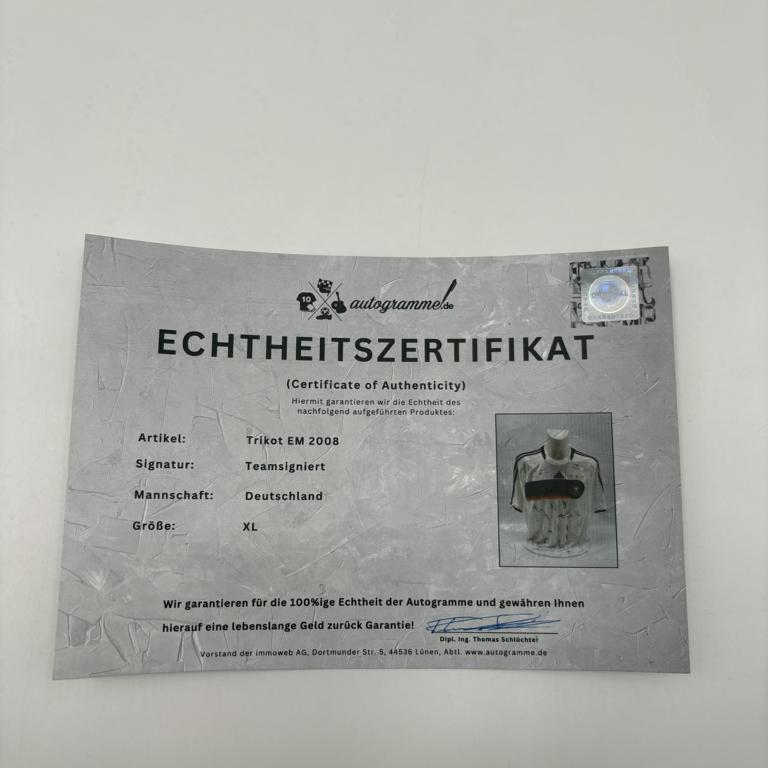 Deutschland Trikot EM 2008 Teamsigniert DFB Adidas XL