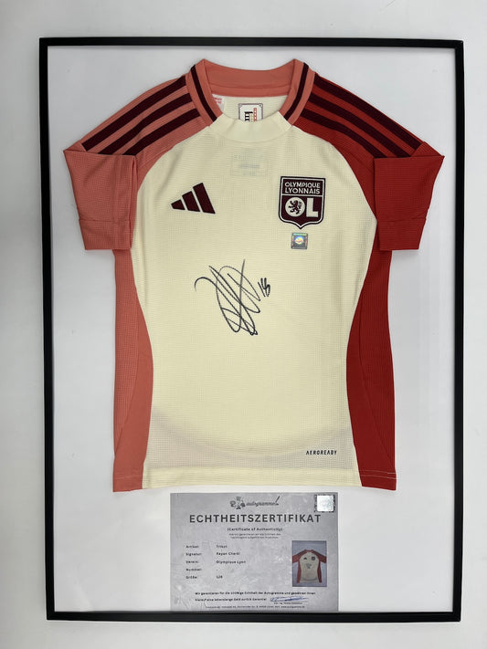 Olympique Lyon Trikot Rayan Cherki signiert im Rahmen Adidas Fußball 128