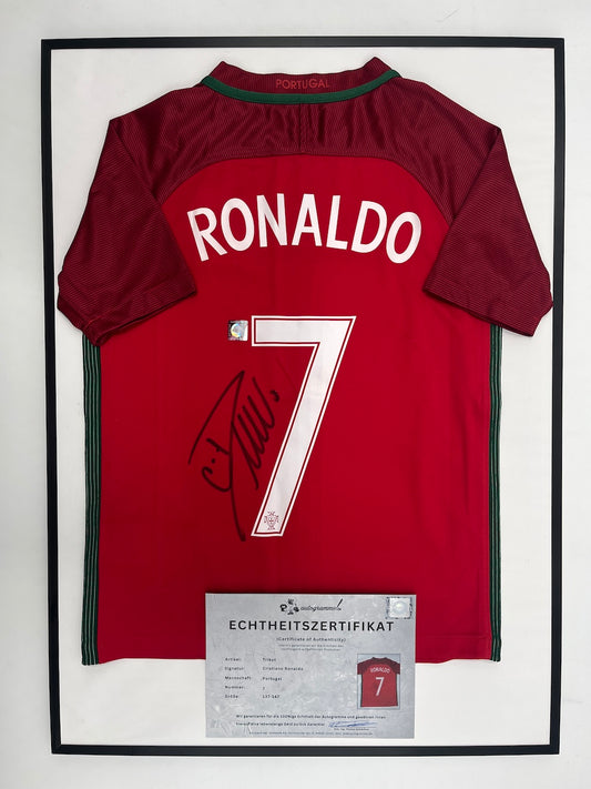 Portugal Trikot Cristiano Ronaldo signiert im Rahmen Nike COA 137-147